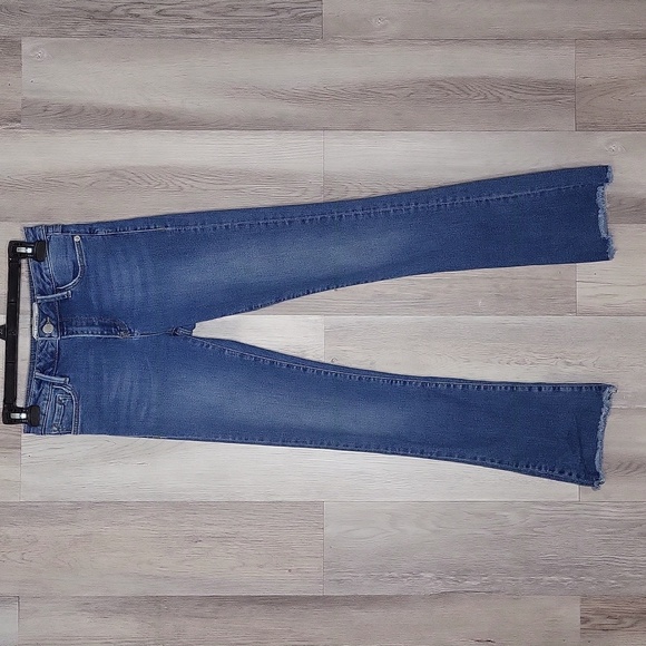 🛍Free People Womens 25 Blue Denim Skinny Raw Hem Medium‎ Wash Casual Stretch - Picture 1 of 9